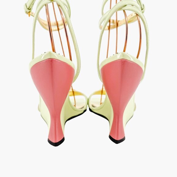 Gucci Crystal Tiger Wedge Sandals EU 41 US 11 Pastel Green Patent Embellished - Picture 7 of 12